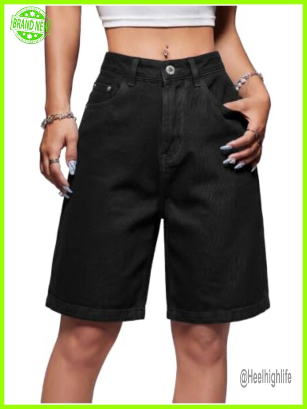 High Waisted Baggy Wide Leg Denim Shorts for Women